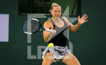 2021-10-06 - Kaia Kanepi of Estonia in action during the first round of the 2021 BNP Paribas Open WTA 1000 tennis tournament against Madison Keys of the United States on October 6, 2021 at Indian Wells Tennis Garden in Indian Wells, United States - 2021 BNP PARIBAS OPEN WTA 1000 TENNIS TOURNAMENT - INTERNATIONALS - TENNIS