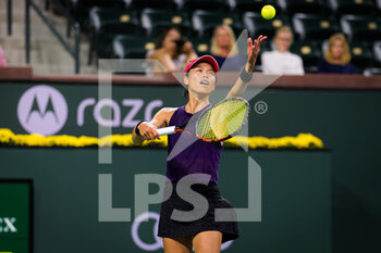 2021-10-06 - Su-Wei Hsieh of Chinese Taipeh in action during the first round of the 2021 BNP Paribas Open WTA 1000 tennis tournament against Madison Brengle of the United States on October 6, 2021 at Indian Wells Tennis Garden in Indian Wells, United States - 2021 BNP PARIBAS OPEN WTA 1000 TENNIS TOURNAMENT - INTERNATIONALS - TENNIS