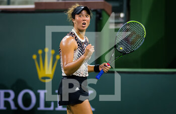2021-10-06 - Katrina Scott of the United States in action during the first round of the 2021 BNP Paribas Open WTA 1000 tennis tournament against Amanda Anisimova of the United States on October 7, 2021 at Indian Wells Tennis Garden in Indian Wells, United States - 2021 BNP PARIBAS OPEN WTA 1000 TENNIS TOURNAMENT - INTERNATIONALS - TENNIS