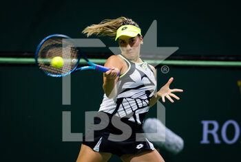 2021-10-06 - Danka Kovinic of Montenegro in action during the first round of the 2021 BNP Paribas Open WTA 1000 tennis tournament against Mayar Sherif of Egypt on October 7, 2021 at Indian Wells Tennis Garden in Indian Wells, United States - 2021 BNP PARIBAS OPEN WTA 1000 TENNIS TOURNAMENT - INTERNATIONALS - TENNIS