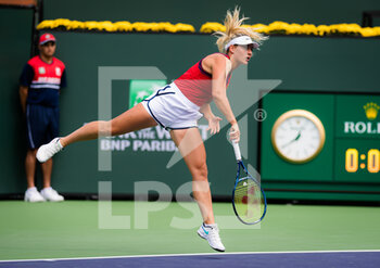 2021-10-08 - Marta Kostyuk of Ukraine in action during the second round of the 2021 BNP Paribas Open WTA 1000 tennis tournament against Simona Halep of Romania on October 8, 2021 at Indian Wells Tennis Garden in Indian Wells, United States - 2021 BNP PARIBAS OPEN WTA 1000 TENNIS TOURNAMENT - INTERNATIONALS - TENNIS
