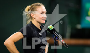 2021-10-08 - Aliaksandra Sasnovich of Belarus in talks to the media after the second round of the 2021 BNP Paribas Open WTA 1000 tennis tournament on October 8, 2021 at Indian Wells Tennis Garden in Indian Wells, United States - 2021 BNP PARIBAS OPEN WTA 1000 TENNIS TOURNAMENT - INTERNATIONALS - TENNIS