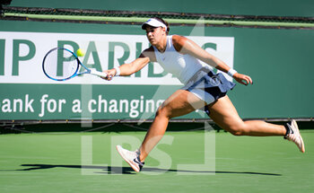 2021-10-08 - Ana Konjuh of Croatia in action during the second round at the 2021 BNP Paribas Open WTA 1000 tennis tournament against Tamara Zidansek of Slovenia on October 9, 2021 at Indian Wells Tennis Garden in Indian Wells, United States - 2021 BNP PARIBAS OPEN WTA 1000 TENNIS TOURNAMENT - INTERNATIONALS - TENNIS