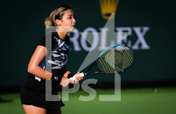 2021-10-08 - Zarina Diyas of Kazakhstan in action during the second round at the 2021 BNP Paribas Open WTA 1000 tennis tournament againsty Barbora Krejcikova of the Czech Republic on October 9, 2021 at Indian Wells Tennis Garden in Indian Wells, United States - 2021 BNP PARIBAS OPEN WTA 1000 TENNIS TOURNAMENT - INTERNATIONALS - TENNIS