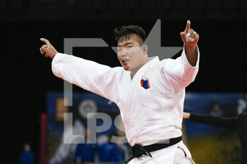 2021-10-17 - Men +100 kg, ODKHUU TSETSENTSENGEL of Mongolia celebrates during the Paris Grand Slam 2021, Judo event on October 17, 2021 at AccorHotels Arena in Paris, France - PARIS GRAND SLAM 2021, JUDO EVENT - INTERNATIONALS - TENNIS