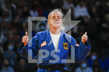 2021-10-17 - Women -78 kg, Luise MALZAHN of Germany bronze medal celebrates during the Paris Grand Slam 2021, Judo event on October 17, 2021 at AccorHotels Arena in Paris, France - PARIS GRAND SLAM 2021, JUDO EVENT - INTERNATIONALS - TENNIS