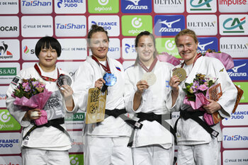 2021-10-17 - Women -78 kg, TAKAYAMA
Rika (JPN) Silver medal , BABINTSEVA
Aleksandra (RUS) Gold medal, LANIR Inbar (ISR) and MALZAHN Luise (GER) Bronze medal during the podium ceremony of the Paris Grand Slam 2021, Judo event on October 17, 2021 at AccorHotels Arena in Paris, France - PARIS GRAND SLAM 2021, JUDO EVENT - INTERNATIONALS - TENNIS