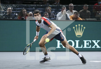 2021-11-02 - Carlos Alcaraz of Spain during day 2 of the Rolex Paris Masters 2021, an ATP Masters 1000 tennis tournament on November 2, 2021 at Accor Arena in Paris, France - ROLEX PARIS MASTERS 2021, AN ATP MASTERS 1000 TENNIS TOURNAMENT - INTERNATIONALS - TENNIS