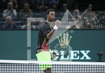 2021-11-02 - Gael Monfils of France celebrates a point during day 2 of the Rolex Paris Masters 2021, an ATP Masters 1000 tennis tournament on November 2, 2021 at Accor Arena in Paris, France - ROLEX PARIS MASTERS 2021, AN ATP MASTERS 1000 TENNIS TOURNAMENT - INTERNATIONALS - TENNIS