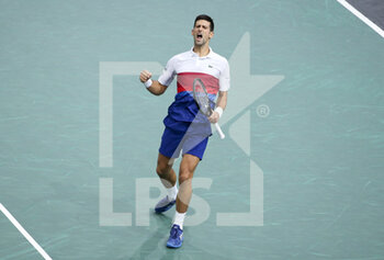 2021-11-02 - Novak Djokovic of Serbia celebrates a point during day 2 of the Rolex Paris Masters 2021, an ATP Masters 1000 tennis tournament on November 2, 2021 at Accor Arena in Paris, France - ROLEX PARIS MASTERS 2021, AN ATP MASTERS 1000 TENNIS TOURNAMENT - INTERNATIONALS - TENNIS