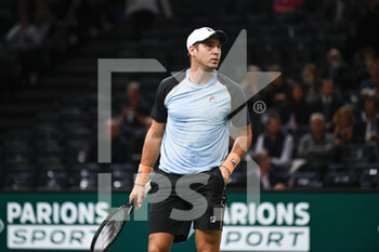 2021-11-03 - Dusan Lajovic of Serbia during the Rolex Paris Masters 2021, ATP Masters 1000 tennis tournament, on November 3, 2021 at Accor Arena in Paris, France - ROLEX PARIS MASTERS 2021, ATP MASTERS 1000 TENNIS TOURNAMENT - INTERNATIONALS - TENNIS