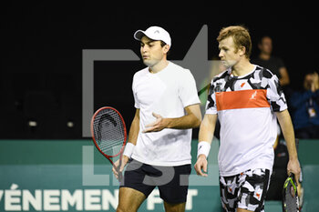 2021-11-03 - Aslan Karatsev of Russia and Andrey (or Andrei) Golubev of Kazakhstan during the Rolex Paris Masters 2021, ATP Masters 1000 tennis tournament, on November 3, 2021 at Accor Arena in Paris, France - ROLEX PARIS MASTERS 2021, ATP MASTERS 1000 TENNIS TOURNAMENT - INTERNATIONALS - TENNIS