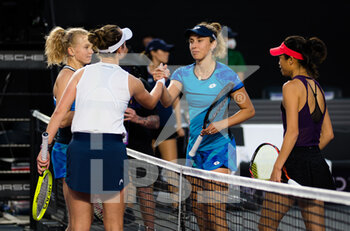 2021-11-13 - Su-Wei Hsieh of Chinese Taipeh & Elise Mertens of Belgium and Barbora Krejcikova & Katerina Siniakova of the Czech Republic in action during the second round robin doubles match at the 2021 Akron WTA Finals Guadalajara, Masters WTA tennis tournament on November 13, 2021 in Guadalajara, Mexico - 2021 AKRON WTA FINALS GUADALAJARA, MASTERS WTA TENNIS TOURNAMENT - INTERNATIONALS - TENNIS