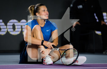 2021-11-15 - Aryna Sabalenka of Belarus in action against Maria Sakkari of Greece during the third round robin match at the 2021 Akron WTA Finals Guadalajara, Masters WTA tennis tournament on November 15, 2021 in Guadalajara, Mexico - 2021 AKRON WTA FINALS GUADALAJARA, MASTERS WTA TENNIS TOURNAMENT - INTERNATIONALS - TENNIS
