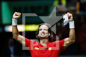 2021-11-26 - Feliciano Lopez of Spain celebrates the victory during the Davis Cup 2021, Group A tennis first match between Spain and Ecuador on November 26, 2021 at Madrid Arena in Madrid, Spain - DAVIS CUP 2021, GROUP A - SPAIN VS ECUADOR - INTERNATIONALS - TENNIS