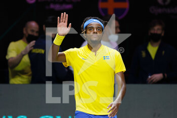 2021-11-27 - Elias Ymer of Sweden celebrates the victory during the Davis Cup 2021, Group B tennis match between Kazakhstan and Sweden on November 27, 2021 at Madrid Arena in Madrid, Spain - DAVIS CUP 2021, GROUP B - KAZAKHSTAN VS SWEDEN - INTERNATIONALS - TENNIS