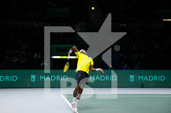 2021-11-27 - Mikael Ymer of Sweden during the Davis Cup 2021, Group B tennis match between Kazakhstan and Sweden on November 27, 2021 at Madrid Arena in Madrid, Spain - DAVIS CUP 2021, GROUP B - KAZAKHSTAN VS SWEDEN - INTERNATIONALS - TENNIS