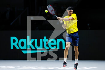 2021-11-27 - Emilio Gomez of Ecuador during the Davis Cup 2021, Group A tennis match between Russia and Ecuador on November 27, 2021 at Madrid Arena in Madrid, Spain - DAVIS CUP 2021, GROUP B - KAZAKHSTAN VS SWEDEN - INTERNATIONALS - TENNIS