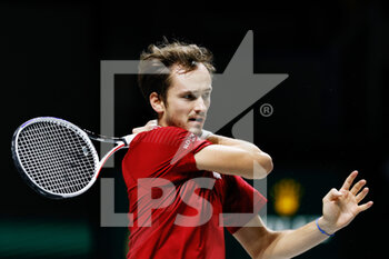 2021-11-27 - Daniil Medvedev of Russia during the Davis Cup 2021, Group A tennis match between Russia and Ecuador on November 27, 2021 at Madrid Arena in Madrid, Spain - DAVIS CUP 2021, GROUP B - KAZAKHSTAN VS SWEDEN - INTERNATIONALS - TENNIS