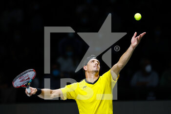 2021-11-27 - Emilio Gomez of Ecuador during the Davis Cup 2021, Group A tennis match between Russia and Ecuador on November 27, 2021 at Madrid Arena in Madrid, Spain - DAVIS CUP 2021, GROUP B - KAZAKHSTAN VS SWEDEN - INTERNATIONALS - TENNIS