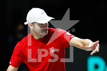 2021-11-28 - Brayden Schnur of Canada during the Davis Cup 2021, Group B tennis match between Canada and Kazakhstan on November 28, 2021 at Madrid Arena in Madrid, Spain - DAVIS CUP 2021, GROUP B - CANADA VS KAZAKHSTAN - INTERNATIONALS - TENNIS