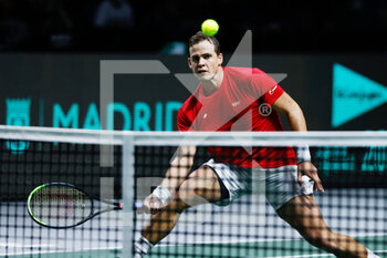 2021-11-28 - Vasek Pospisil of Canada during the Davis Cup 2021, Group B tennis match between Canada and Kazakhstan on November 28, 2021 at Madrid Arena in Madrid, Spain - DAVIS CUP 2021, GROUP B - CANADA VS KAZAKHSTAN - INTERNATIONALS - TENNIS
