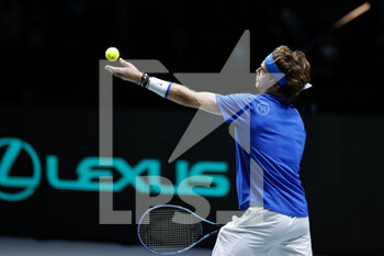 2021-11-28 - Andrey Rublev of Russia during the Davis Cup 2021, Group A tennis match between Spain and Russia on November 28, 2021 at Madrid Arena in Madrid, Spain - DAVIS CUP 2021, GROUP B - CANADA VS KAZAKHSTAN - INTERNATIONALS - TENNIS