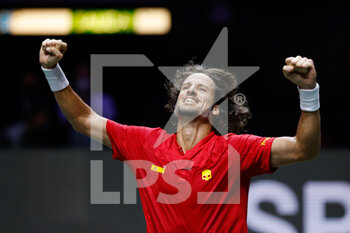 2021-11-28 - Feliciano Lopez of Spain celebrates during the Davis Cup 2021, Group A tennis match between Spain and Russia on November 28, 2021 at Madrid Arena in Madrid, Spain - DAVIS CUP 2021, GROUP B - CANADA VS KAZAKHSTAN - INTERNATIONALS - TENNIS