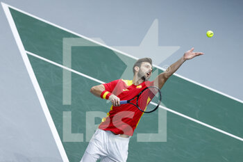 2021-11-28 - Marcel Granollers of Spain play doubles with Feliciano Lopez during the Davis Cup 2021, Group A tennis match between Spain and Russia on November 28, 2021 at Madrid Arena in Madrid, Spain - DAVIS CUP 2021, GROUP B - CANADA VS KAZAKHSTAN - INTERNATIONALS - TENNIS