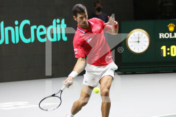 2021-12-01 - Novak Djokovic of Serbia during the Davis Cup 2021, Quarter Final, tennis match between Serbia and Kazakhstan on December 1, 2021 at Madrid Arena in Madrid, Spain Photo Laurent Lairys / DPPI - DAVIS CUP 2021, QUARTER FINAL - SERBIA VS KAZAKHSTAN - INTERNATIONALS - TENNIS