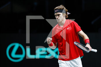 2021-12-02 - Andrey Rublev of Russia during the Davis Cup 2021, Quarter Final, tennis match between Russia and Sweden on December 2, 2021 at Madrid Arena in Madrid, Spain - DAVIS CUP 2021, QUARTER FINAL, RUSSIA VS SWEDEN - INTERNATIONALS - TENNIS