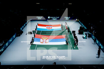 2021-12-03 - General view during the semi-finals of the Davis Cup 2021, tennis match between Serbia and Croatia on December 3, 2021 at Madrid Arena in Madrid, Spain - SEMIFINALS OF THE DAVIS CUP 2021, SERBIA VS CROATIA - INTERNATIONALS - TENNIS