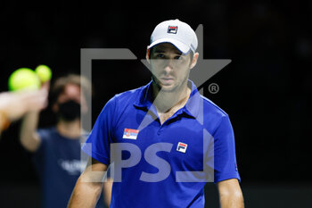 2021-12-03 - Dusan Lajovic of Serbia during the semi-finals of the Davis Cup 2021, tennis match between Serbia and Croatia on December 3, 2021 at Madrid Arena in Madrid, Spain - SEMIFINALS OF THE DAVIS CUP 2021, SERBIA VS CROATIA - INTERNATIONALS - TENNIS
