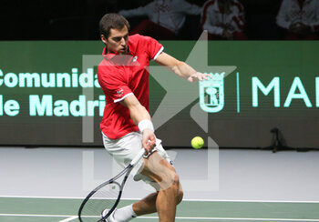 2021-12-03 - Borna Gojo of Croatia during the semi-finals of the Davis Cup 2021, tennis match between Serbia and Croatia on December 3, 2021 at Madrid Arena in Madrid, Spain - SEMIFINALS OF THE DAVIS CUP 2021, SERBIA VS CROATIA - INTERNATIONALS - TENNIS