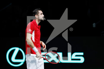2021-12-03 - Marin Cilic of Croatia during the semi-finals of the Davis Cup 2021, tennis match between Serbia and Croatia on December 3, 2021 at Madrid Arena in Madrid, Spain - SEMIFINALS OF THE DAVIS CUP 2021, SERBIA VS CROATIA - INTERNATIONALS - TENNIS