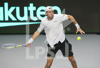 2021-12-04 - Jan-Lennard Struff of Germany during the semi-finals of the Davis Cup 2021, tennis match between Russia and Germany on December 4, 2021 at Madrid Arena in Madrid, Spain - SEMI-FINALS OF THE DAVIS CUP 2021 - RUSSIA VS GERMANY - INTERNATIONALS - TENNIS