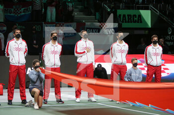 2021-12-05 - Team Croatia during the final of the Davis Cup 2021, tennis match between Russia and Croatia on December 5, 2021 at Madrid Arena in Madrid, Spain - FINAL OF THE DAVIS CUP 2021 - RUSSIA VS CROATIA - INTERNATIONALS - TENNIS