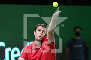 2021-12-05 - Borna Gojo of Croatia during the final of the Davis Cup 2021, tennis match between Russia and Croatia on December 5, 2021 at Madrid Arena in Madrid, Spain - FINAL OF THE DAVIS CUP 2021 - RUSSIA VS CROATIA - INTERNATIONALS - TENNIS