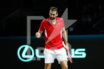 2021-12-05 - Marin Cilic of Croatia during the final of the Davis Cup 2021, tennis match between Russia and Croatia on December 5, 2021 at Madrid Arena in Madrid, Spain - FINAL OF THE DAVIS CUP 2021 - RUSSIA VS CROATIA - INTERNATIONALS - TENNIS