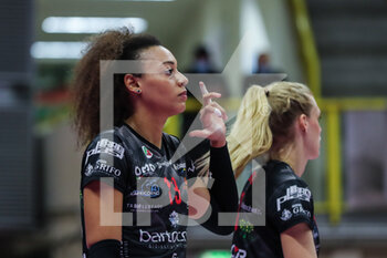 2021-10-20 - Valentina Diouf #13 of Bartoccini-Fortinfissi Perugia gestures  during the Volley Serie A women 2021/22 match between Unet E-Work Busto Arsizio vs Bartoccini-Fortinfissi Perugia at E-Work Arena on October 20, 2021 in Busto Arsizio, Italy - UNET E-WORK BUSTO ARSIZIO VS BARTOCCINI FORTINFISSI PERUGIA - SERIE A1 WOMEN - VOLLEYBALL