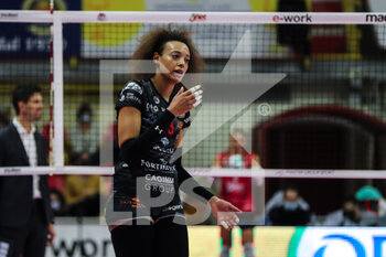 2021-10-20 - Valentina Diouf #13 of Bartoccini-Fortinfissi Perugia reacts  during the Volley Serie A women 2021/22 match between Unet E-Work Busto Arsizio vs Bartoccini-Fortinfissi Perugia at E-Work Arena on October 20, 2021 in Busto Arsizio, Italy - UNET E-WORK BUSTO ARSIZIO VS BARTOCCINI FORTINFISSI PERUGIA - SERIE A1 WOMEN - VOLLEYBALL