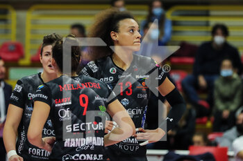 2021-10-20 - Valentina Diouf #13 of Bartoccini-Fortinfissi Perugia reacts during the Volley Serie A women 2021/22 match between Unet E-Work Busto Arsizio vs Bartoccini-Fortinfissi Perugia at E-Work Arena on October 20, 2021 in Busto Arsizio, Italy - UNET E-WORK BUSTO ARSIZIO VS BARTOCCINI FORTINFISSI PERUGIA - SERIE A1 WOMEN - VOLLEYBALL