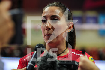2021-10-20 - Rossella Olivotto #3 of UYBA Unet E-Work Busto Arsizio interviewed during the Volley Serie A women 2021/22 match between Unet E-Work Busto Arsizio vs Bartoccini-Fortinfissi Perugia at E-Work Arena on October 20, 2021 in Busto Arsizio, Italy - UNET E-WORK BUSTO ARSIZIO VS BARTOCCINI FORTINFISSI PERUGIA - SERIE A1 WOMEN - VOLLEYBALL