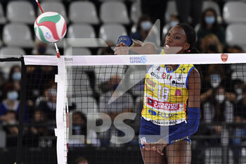 2021-10-17 - Egonu Paola Ogechi of Imoco Volley Conegliano  in action during the Women's Volleyball Championship Series A match between Acqua & Sapone Volley Roma and Imoco Volley Conegliano at PalaEur, October 17, 2021 in Rome, Italy.  - ACQUA&SAPONE ROMA VOLLEY CLUB VS IMOCO VOLLEY CONEGLIANO - SERIE A1 WOMEN - VOLLEYBALL