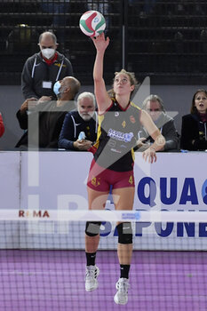 2021-11-14 - Bugg Madison of Acqua & Sapone Roma Volley  in action during the Women's Volleyball Championship Series A1 match between Acqua & Sapone Volley Roma and Vero Volley Monza at PalaEur, 14th November, 2021 in Rome, Italy.  - ACQUA&SAPONE ROMA VOLLEY CLUB VS VERO VOLLEY MONZA - SERIE A1 WOMEN - VOLLEYBALL