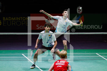 2022-04-26 - Joan Monroy and Carlos Piris from Spain, Round of 32 during the European Badminton Championships 2022 on April 26, 2022 at Gallur Sports Center in Madrid, Spain - EUROPEAN BADMINTON CHAMPIONSHIPS 2022 - BADMINTON - OTHER SPORTS