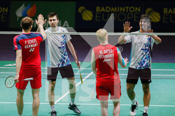 2022-04-26 - Carlos Piris and Joan Monroy from Spain and Patrick Scheiel and Marvin Datko from Gremany, Round of 32 during the European Badminton Championships 2022 on April 26, 2022 at Gallur Sports Center in Madrid, Spain - EUROPEAN BADMINTON CHAMPIONSHIPS 2022 - BADMINTON - OTHER SPORTS