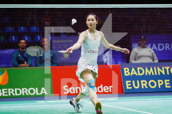 28/04/2022 - QI Xuefei from France, Quarter final during the European Badminton Championships 2022 on April 28, 2022 at Gallur Sports Center in Madrid, Spain - EUROPEAN BADMINTON CHAMPIONSHIPS 2022 - BADMINTON - ALTRO