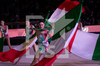 2022-11-26 - Le Farfalle Azzurre (ITA) in the performance to pay homage to the Italian flag - FASTWEB GRAND PRIX DI GINNASTICA - GYMNASTICS - OTHER SPORTS