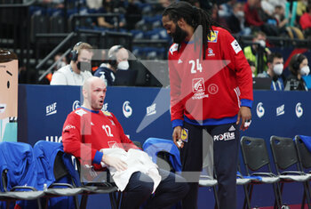 28/01/2022 - Vincent Gerard and Wesley Pardin of France during the EHF Euro 2022, Semi Final Handball match between France and Sweden on January 28, 2022 at Budapest Multifunctional Arena in Budapest, Hungary - EHF EURO 2022, SEMI FINAL - FRANCE VS SWEDEN - PALLAMANO - ALTRO
